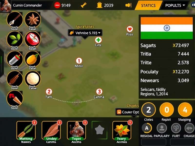 Cumin Commander unit selection and battle strategy interface